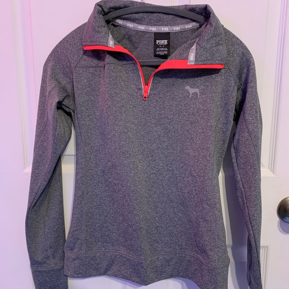 Pink VS Pullover Jacket With Thumb Hole Sleeves